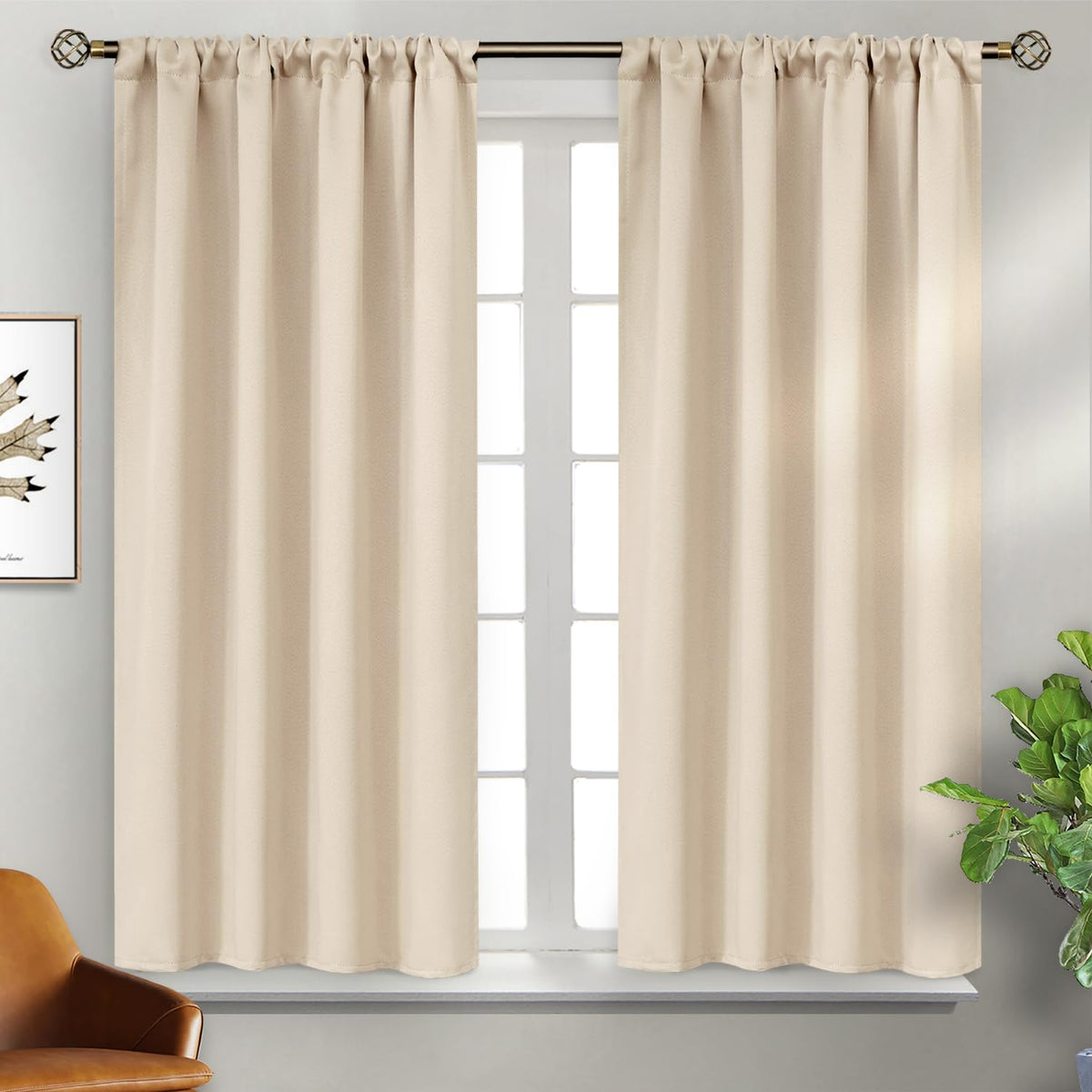 BGment Black Blackout Curtains 40 Inches Long for Kitchen Window 2 Panels
