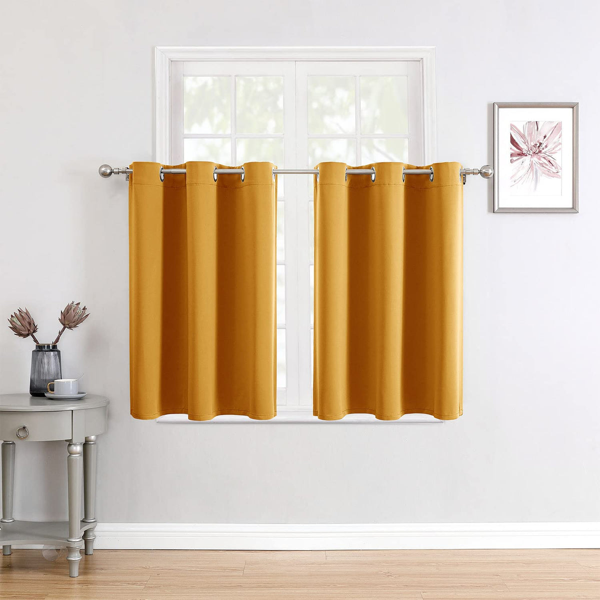 ChrisDowa Small Blackout Curtains for Kitchen & Bedroom 36 Inches Long