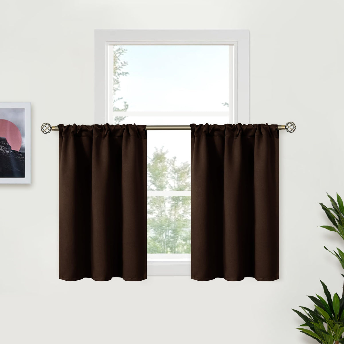 BGment Black Blackout Curtains 40 Inches Long for Kitchen Window 2 Panels