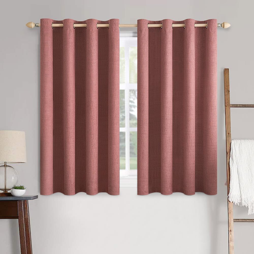MIULEE 100% Blackout Linen Curtains for Bedroom 52x54 Inches Natural Beige