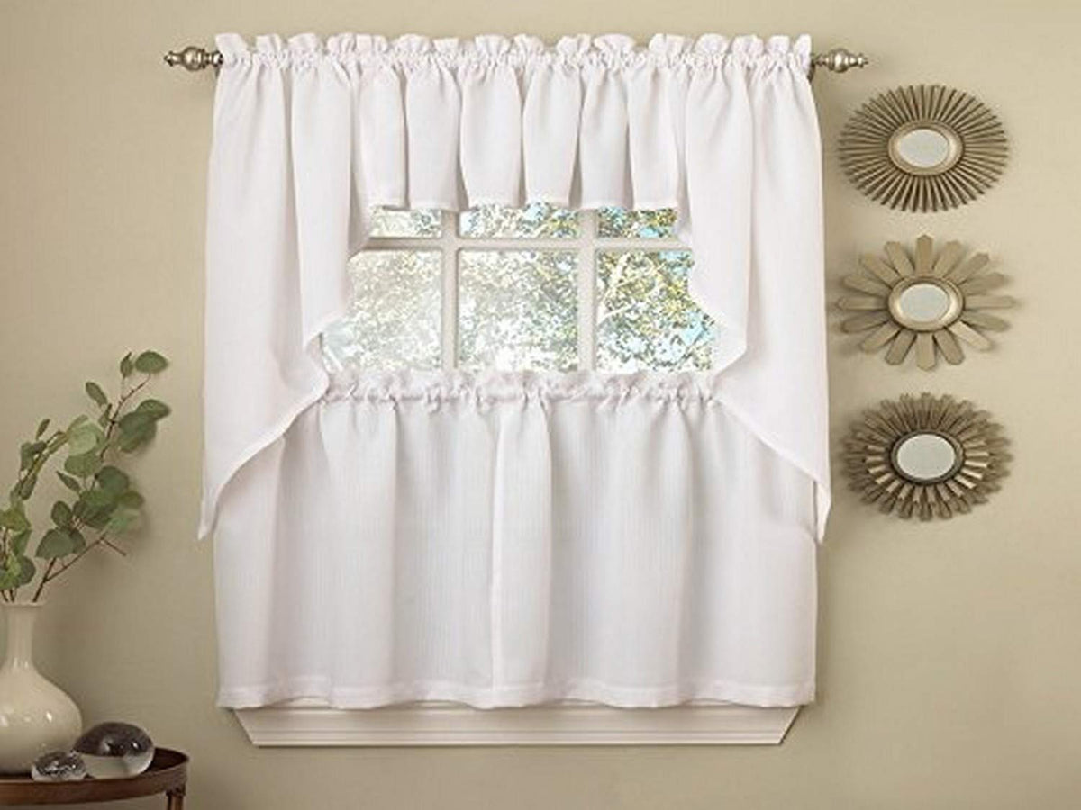 Sweet Home Collection Old World Style Floral Heavy Lace Kitchen Curtain Swag pair Hopewell Cream