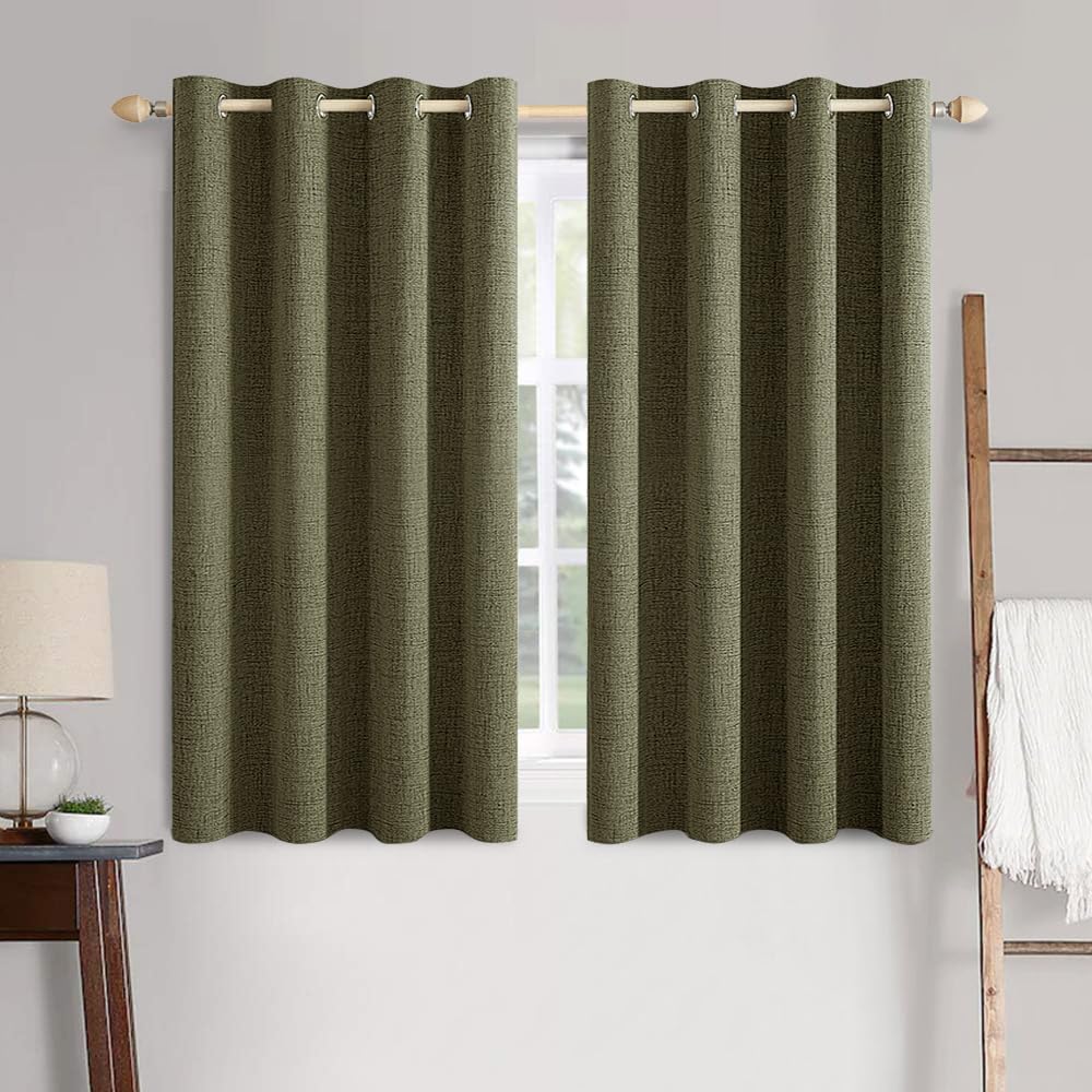 MIULEE 100% Blackout Linen Curtains for Bedroom 52x54 Inches Natural Beige