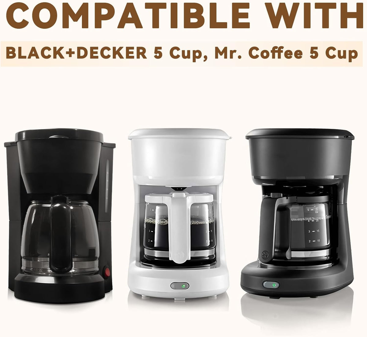 300 Pcs Unbleached 5 Cup Coffee Filter for Mr Coffee Maker Black and Decker