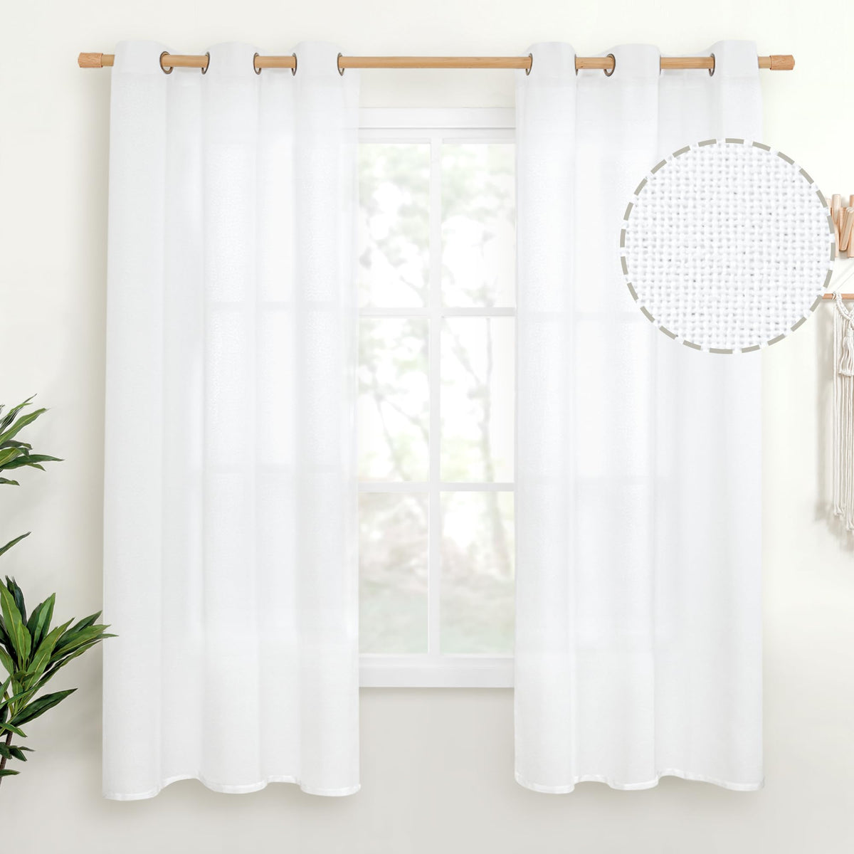 YoungsTex Linen Kitchen Window Curtains 40 Inch Length 2 Panels