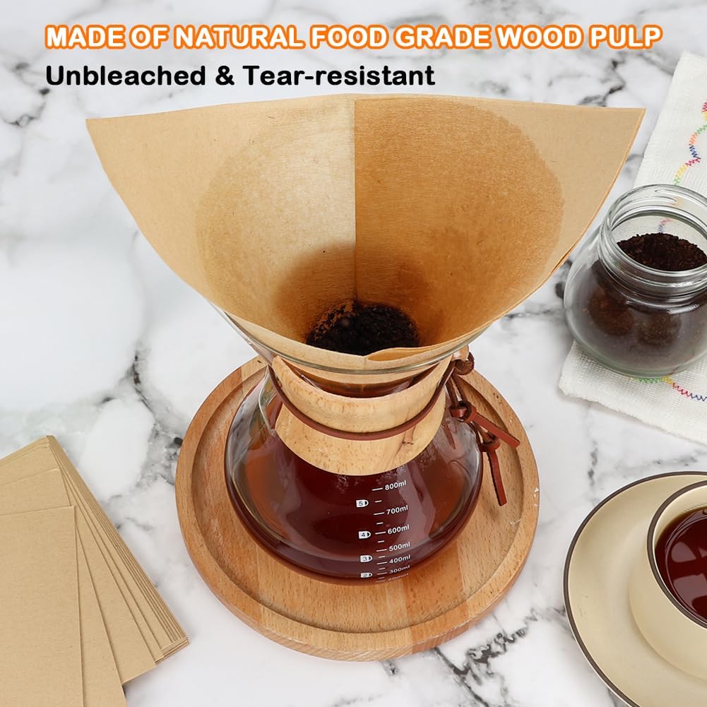 BYKITCHEN Pre-folded Pour Over Coffee Filter, Unbleached Coffee Filters