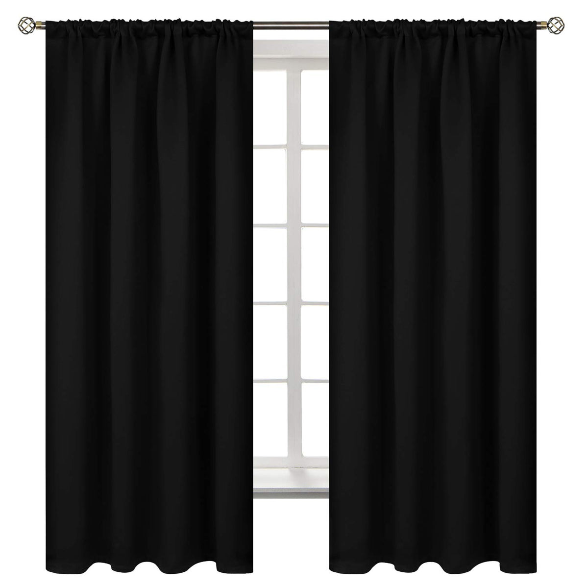 BGment Black Blackout Curtains 40 Inches Long for Kitchen Window 2 Panels