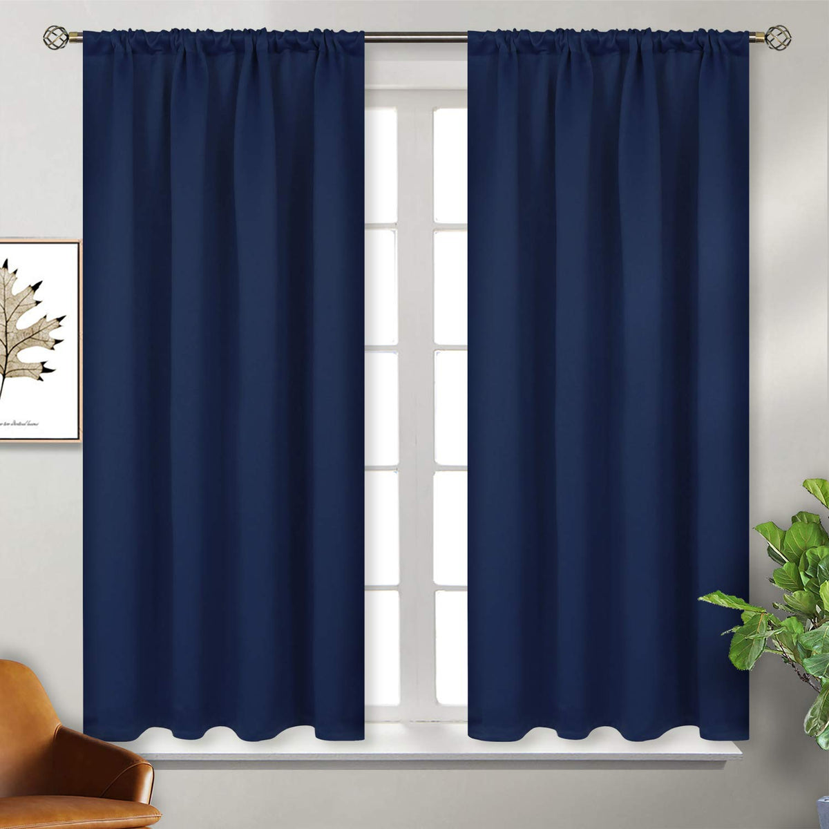 BGment Black Blackout Curtains 40 Inches Long for Kitchen Window 2 Panels