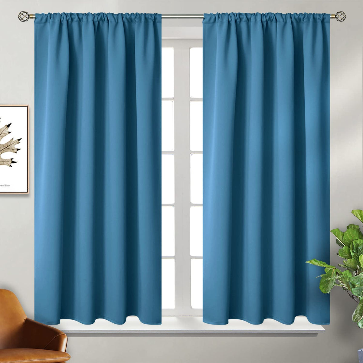 BGment Black Blackout Curtains 40 Inches Long for Kitchen Window 2 Panels