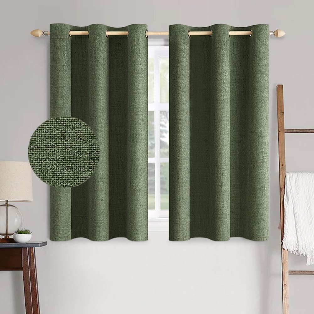 MIULEE 100% Blackout Linen Curtains for Bedroom 52x54 Inches Natural Beige