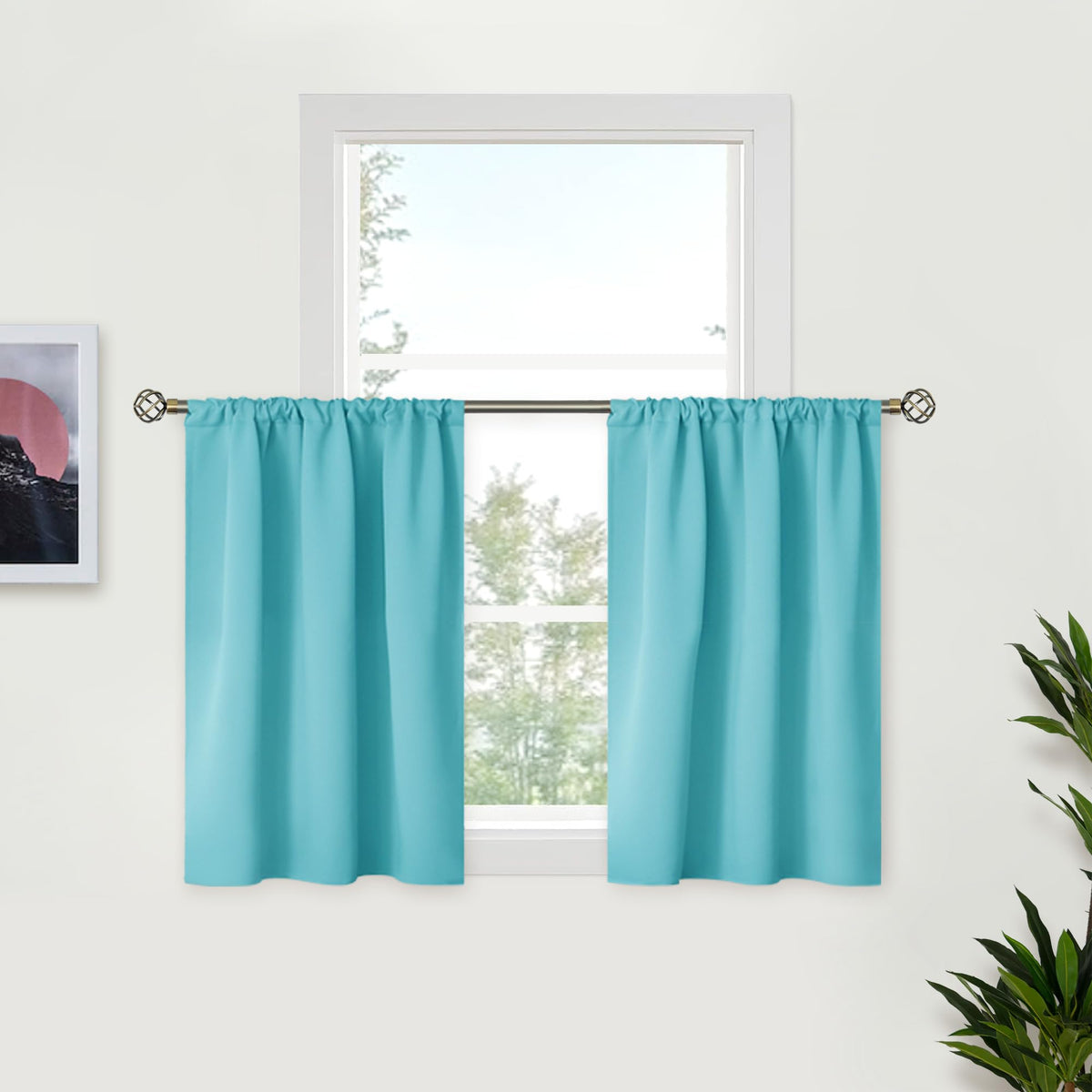 BGment Black Blackout Curtains 40 Inches Long for Kitchen Window 2 Panels