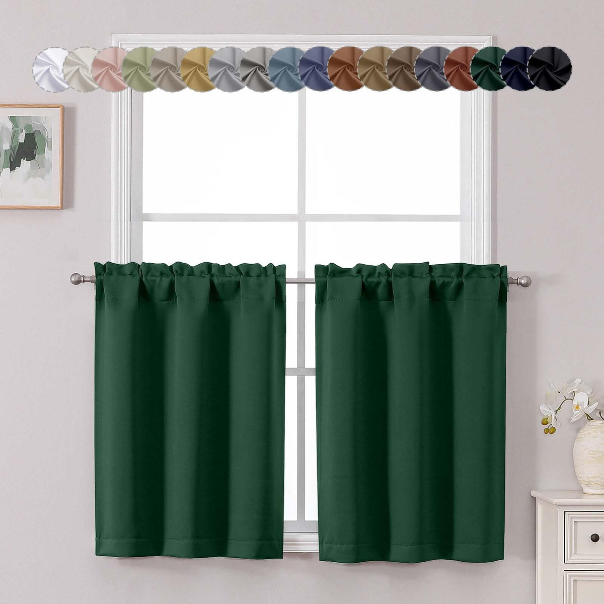 Chyhomenyc Short Black Out Curtains 36 Inch Length, 2 Panels, Black