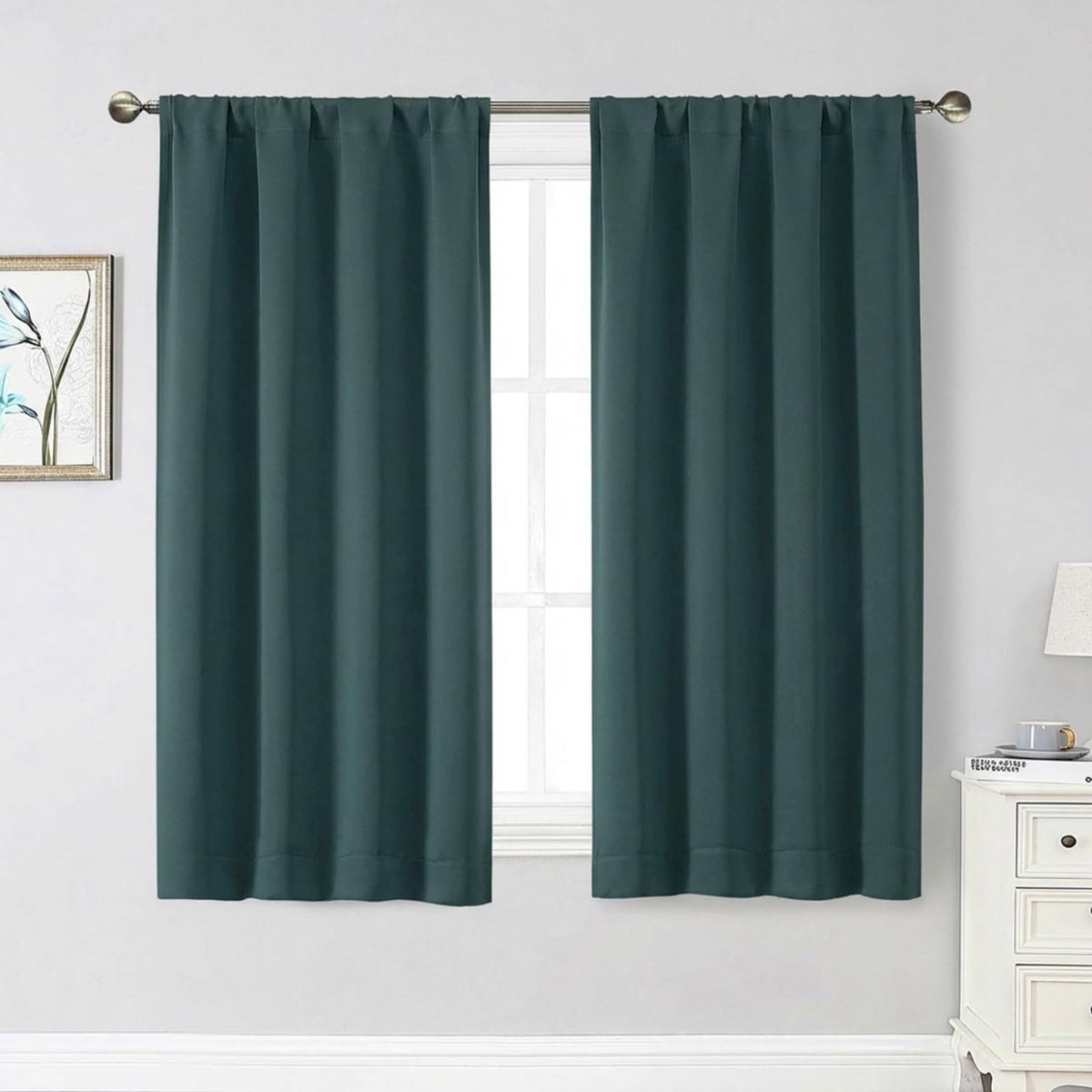 Black Cafe Blackout Curtains 36 Inch Length 2 Panels Set, Soft Solid Thermal Insulated Room Darkening Small Window Curtains for Kitchen Bathroom Basement, Black, Each, 40" Wx36 L