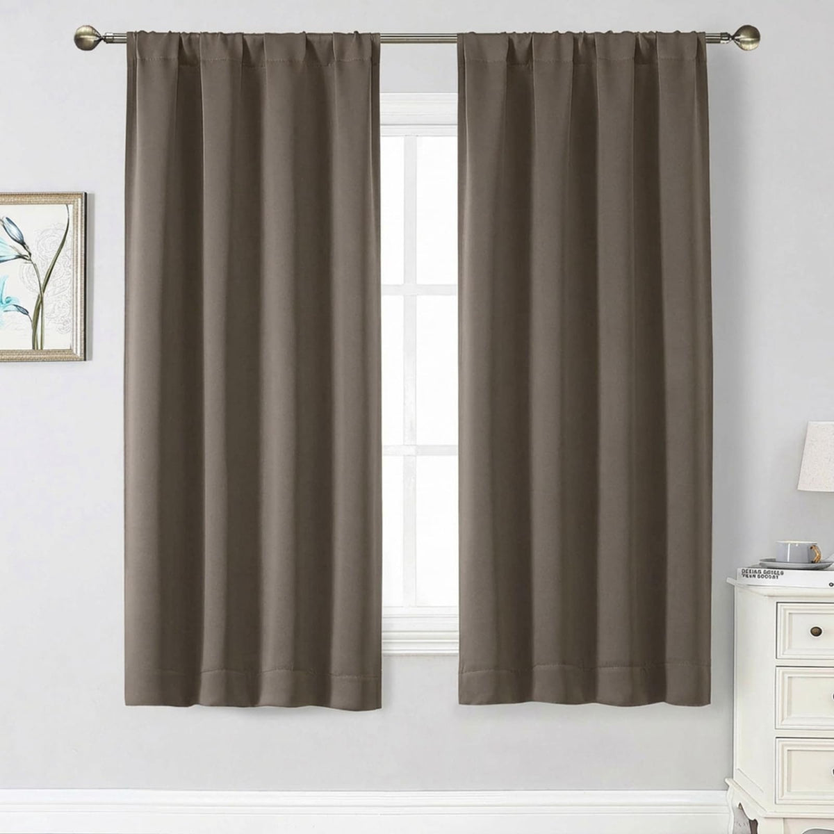 Black Cafe Blackout Curtains 36 Inch Length 2 Panels Set, Soft Solid Thermal Insulated Room Darkening Small Window Curtains for Kitchen Bathroom Basement, Black, Each, 40" Wx36 L
