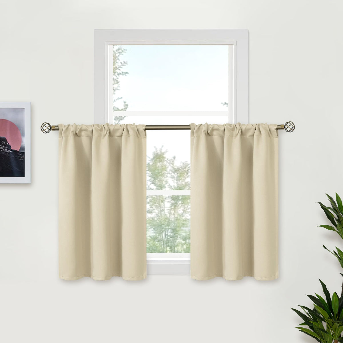 BGment Black Blackout Curtains 40 Inches Long for Kitchen Window 2 Panels