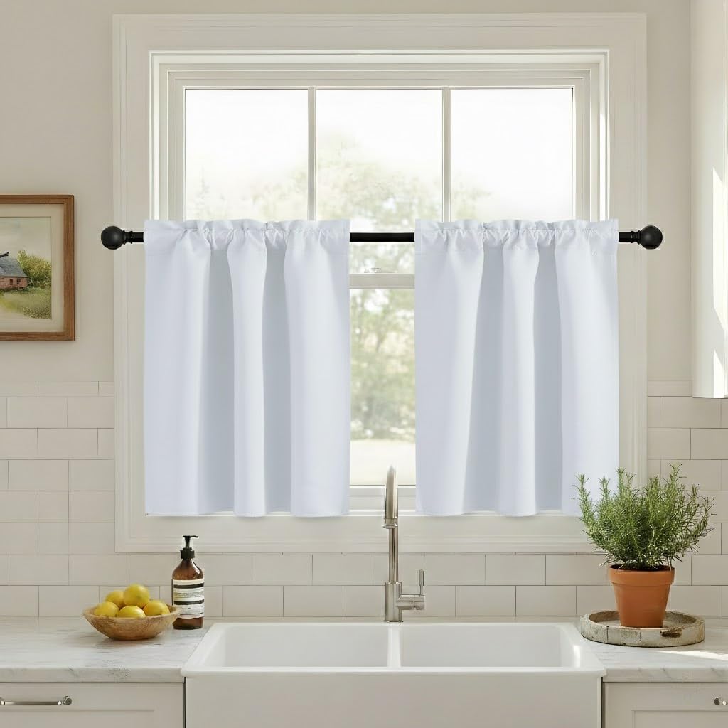 NICETOWN Burgundy Swag Curtains for Kitchen Over Sink 36 x 63 inches Long