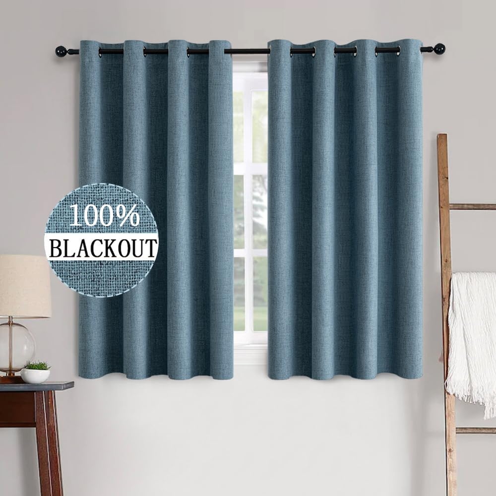 MIULEE 100% Blackout Linen Curtains for Bedroom 52x54 Inches Natural Beige
