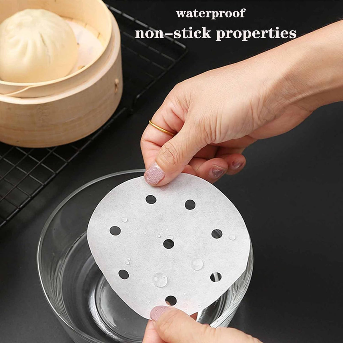 Air Fryer Liners, 4 in Perforated Parchment Bamboo Steaming Papers 500 Pcs
