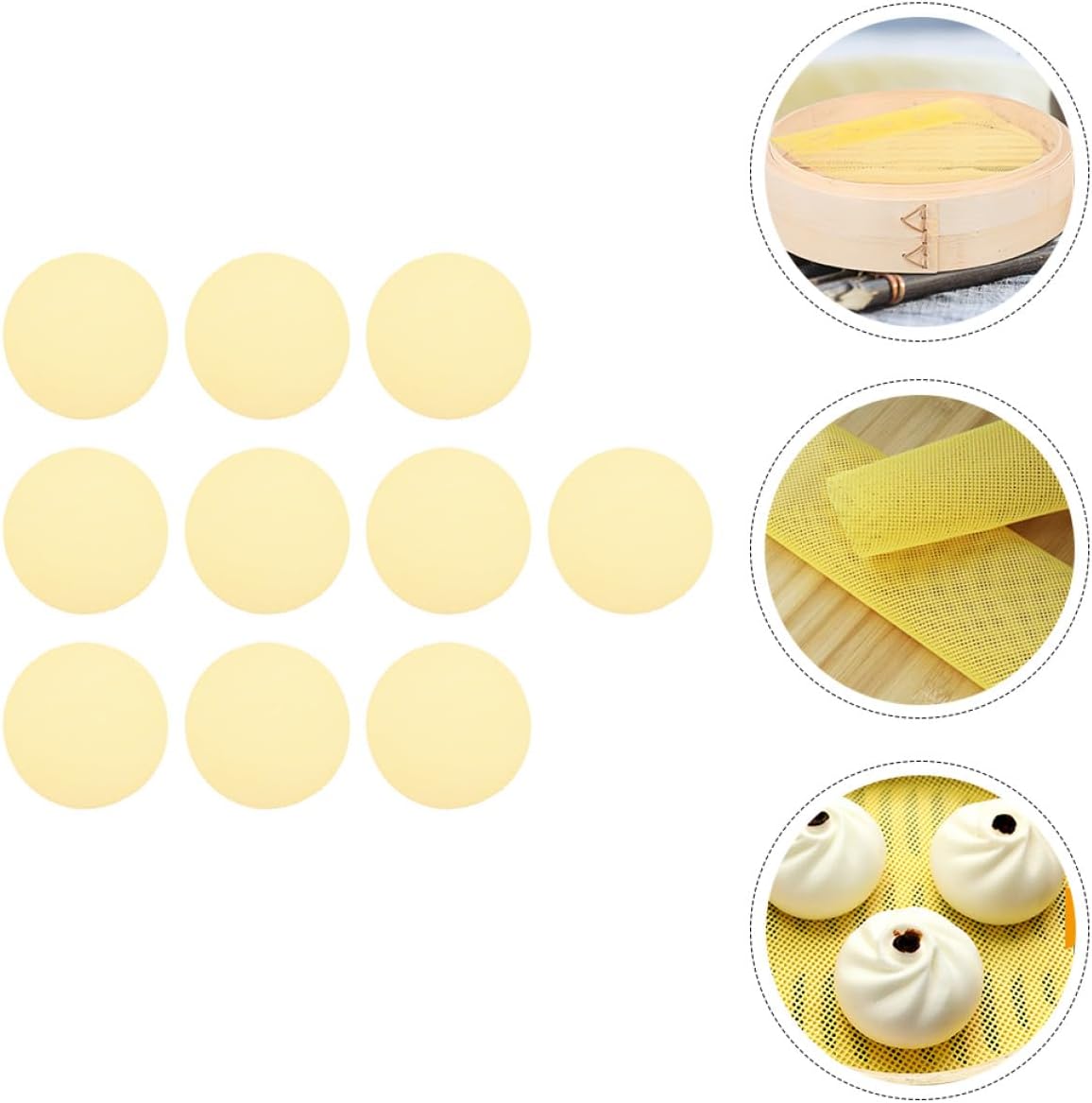 10pcs 18cm round Silicone Steamer Mats Nonstick Steamed Bun Pads Reusable Dumpling Liners for Home Kitchen Baking and Steaming