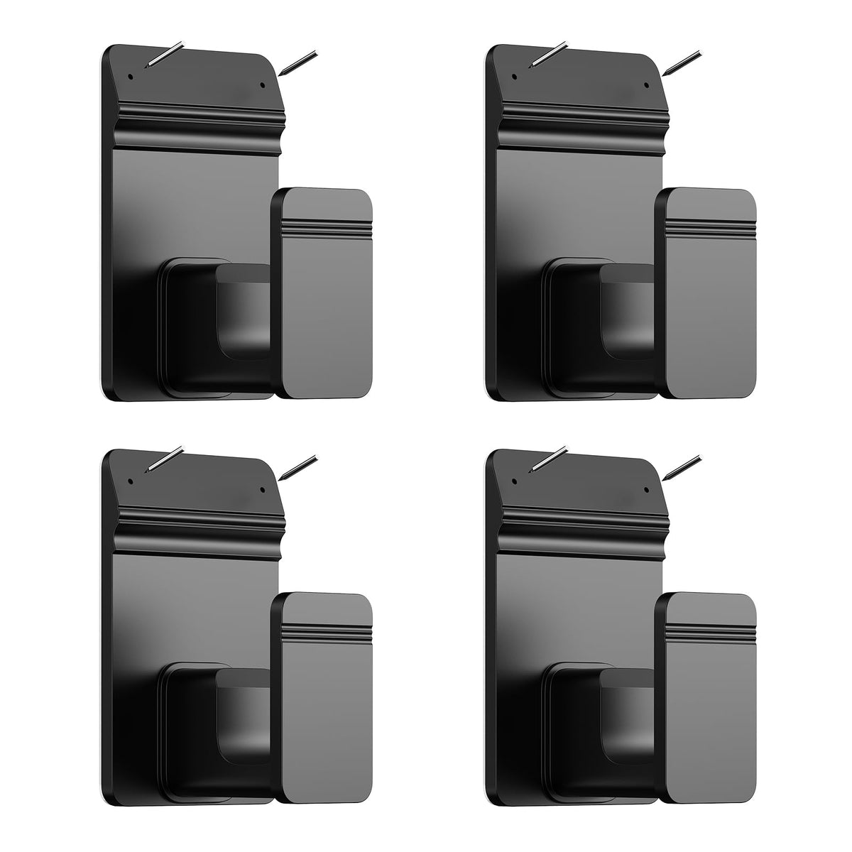EKOTTOK No Drill Curtain Rod Brackets for 5/8" Rod, Heavy Duty 30LB+, Adhesive & Invisible Nail Curtain Rod Holders, Damage-Free Wall Mount Hooks for Bathroom, Kitchen, Bedroom (8PC, Black)