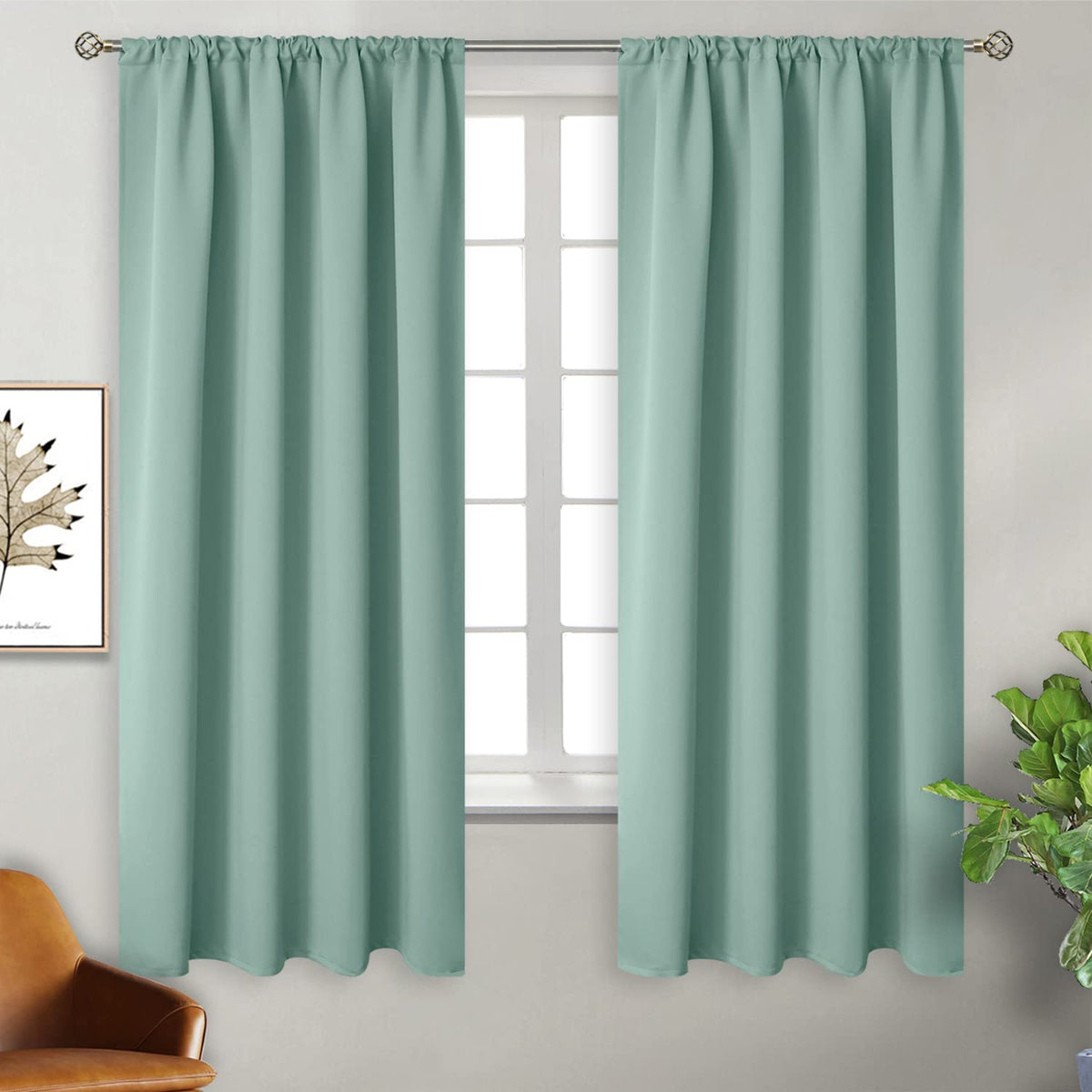 BGment Black Blackout Curtains 40 Inches Long for Kitchen Window 2 Panels