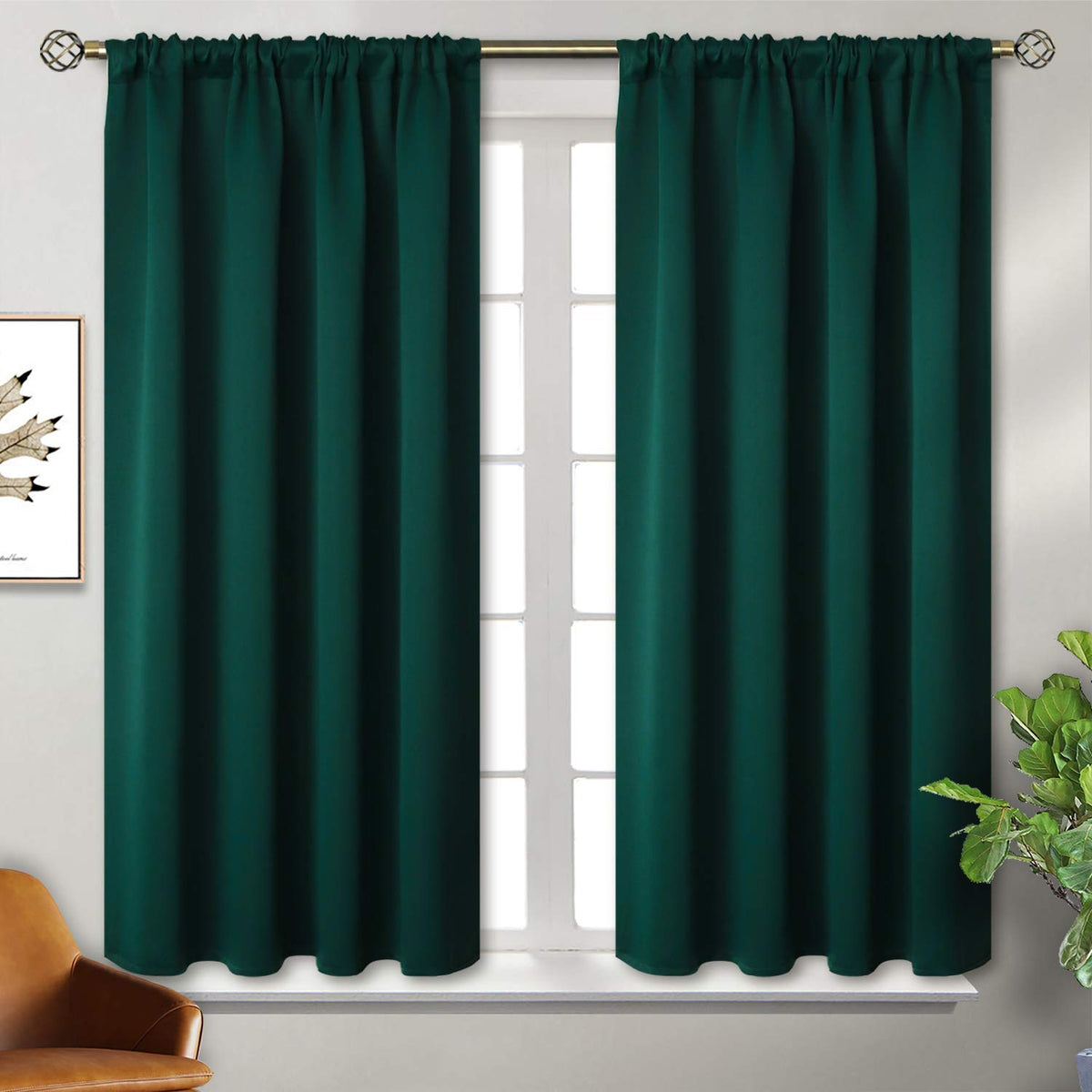 BGment Black Blackout Curtains 40 Inches Long for Kitchen Window 2 Panels