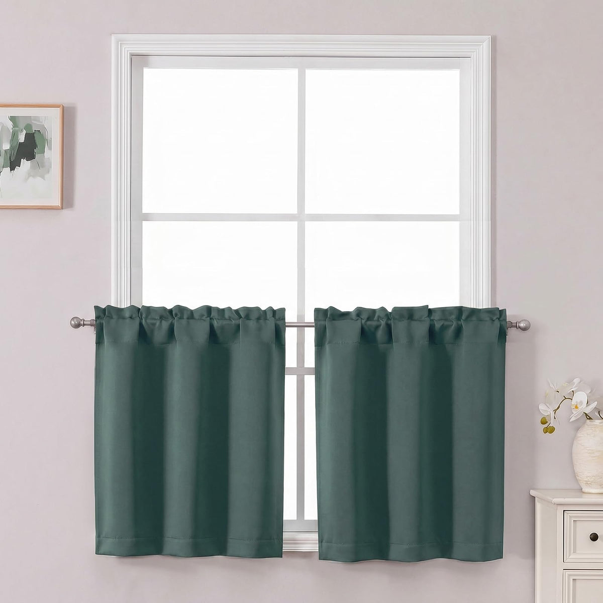Chyhomenyc Short Black Out Curtains 36 Inch Length, 2 Panels, Black