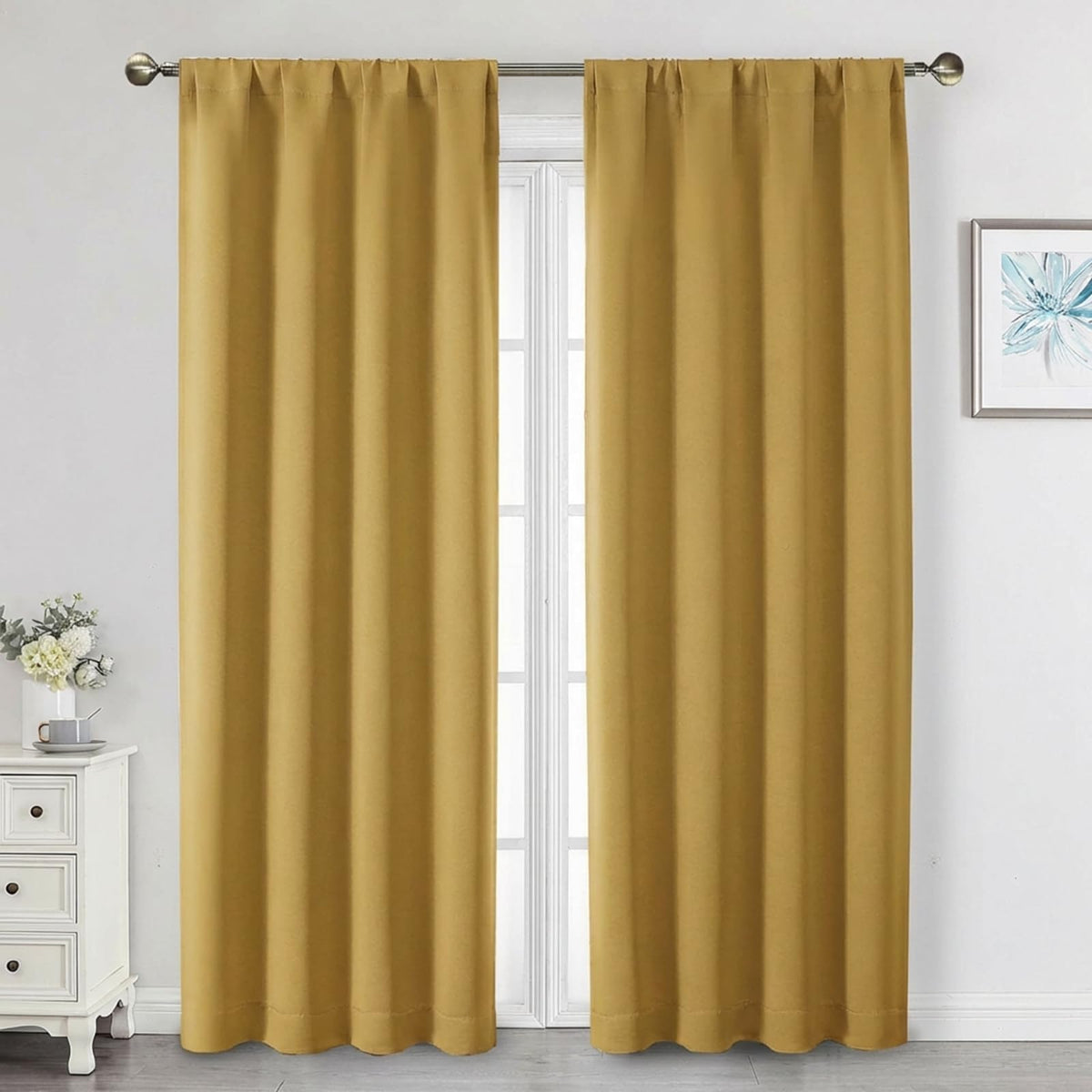 Black Cafe Blackout Curtains 36 Inch Length 2 Panels Set, Soft Solid Thermal Insulated Room Darkening Small Window Curtains for Kitchen Bathroom Basement, Black, Each, 40" Wx36 L