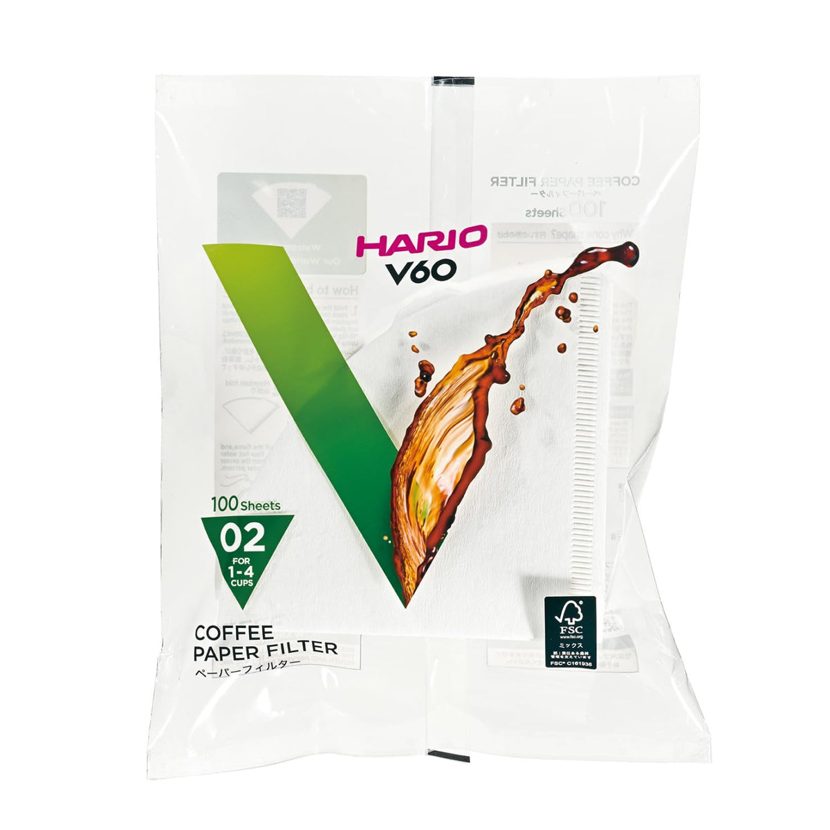 Hario V60 Paper Coffee Filter, Size 02, White, 200ct