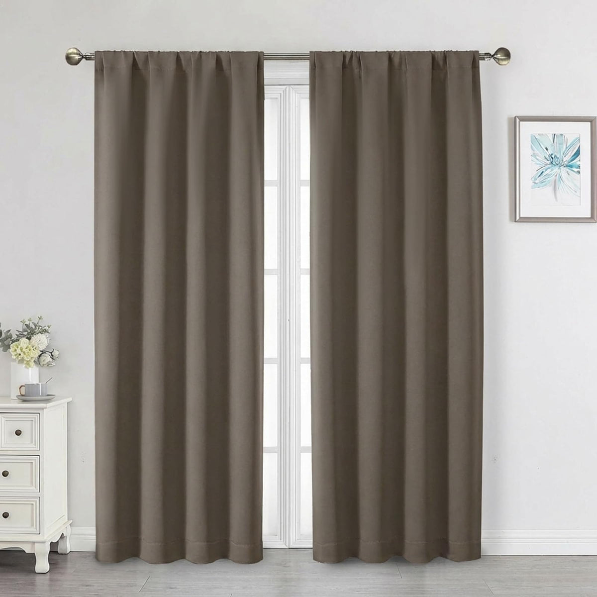 Black Cafe Blackout Curtains 36 Inch Length 2 Panels Set, Soft Solid Thermal Insulated Room Darkening Small Window Curtains for Kitchen Bathroom Basement, Black, Each, 40" Wx36 L