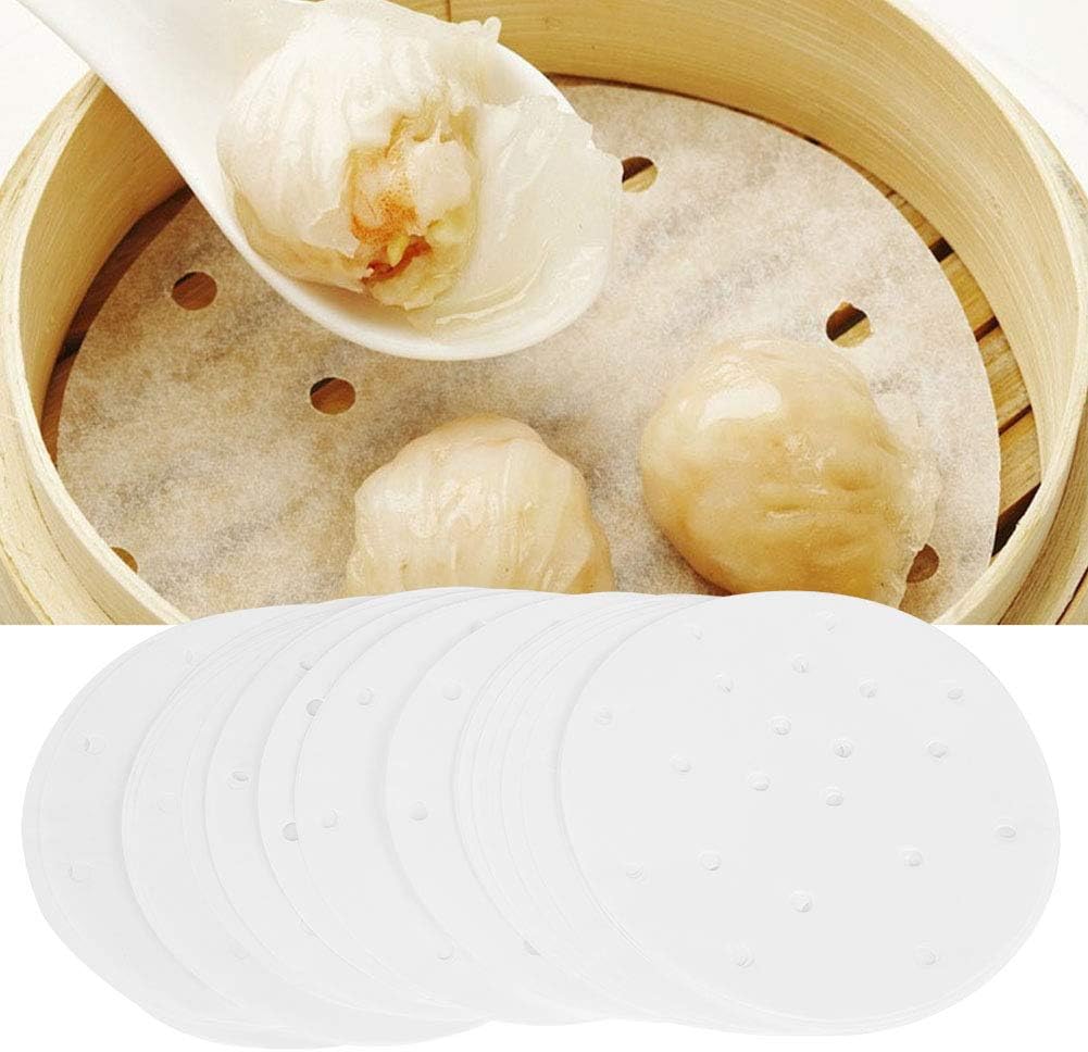 400PCS Steamer Cooking Paper Non Stick Under Steam Mat Liners for Restaurant Kitchen Use Steamed Buns Dumplings