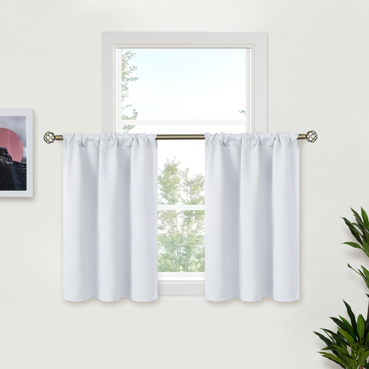 BGment Black Blackout Curtains 40 Inches Long for Kitchen Window 2 Panels