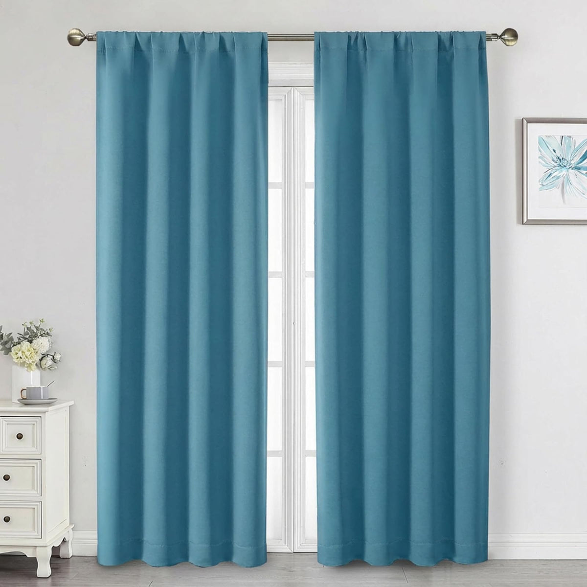 Black Cafe Blackout Curtains 36 Inch Length 2 Panels Set, Soft Solid Thermal Insulated Room Darkening Small Window Curtains for Kitchen Bathroom Basement, Black, Each, 40" Wx36 L