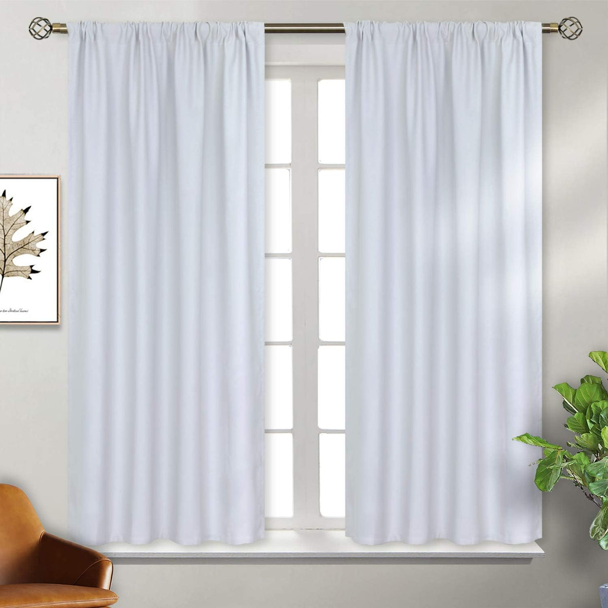 BGment Black Blackout Curtains 40 Inches Long for Kitchen Window 2 Panels