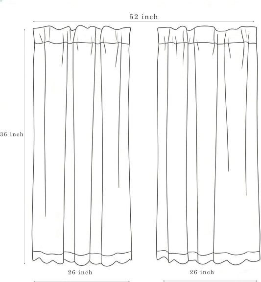 ALIGOGO Short White Lace Kitchen Curtains 36 Length 2 Panels W26 x L36 Inch