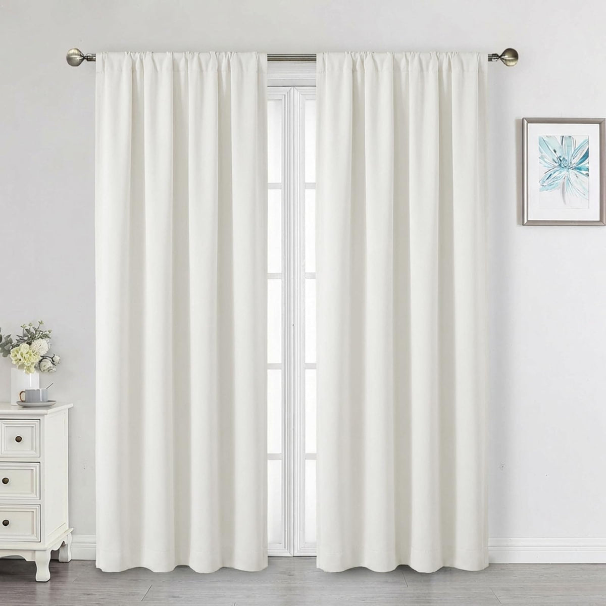 Black Cafe Blackout Curtains 36 Inch Length 2 Panels Set, Soft Solid Thermal Insulated Room Darkening Small Window Curtains for Kitchen Bathroom Basement, Black, Each, 40" Wx36 L