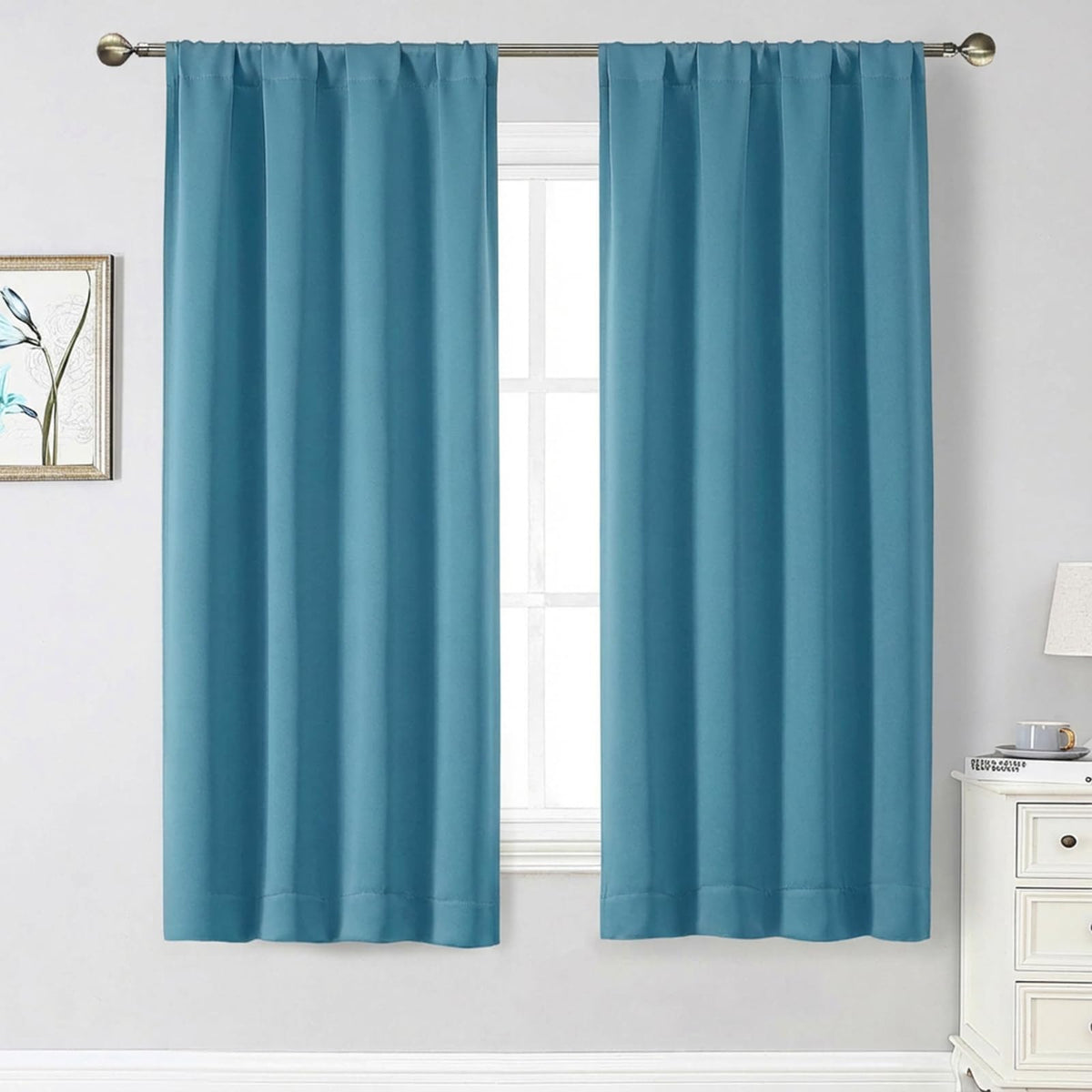 Black Cafe Blackout Curtains 36 Inch Length 2 Panels Set, Soft Solid Thermal Insulated Room Darkening Small Window Curtains for Kitchen Bathroom Basement, Black, Each, 40" Wx36 L
