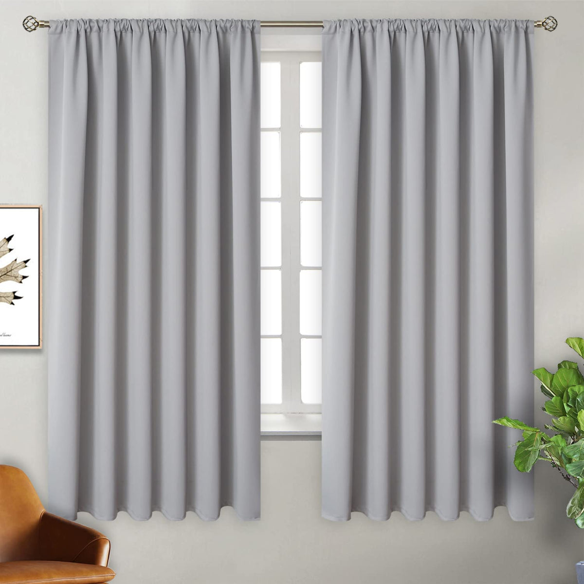 BGment Black Blackout Curtains 40 Inches Long for Kitchen Window 2 Panels