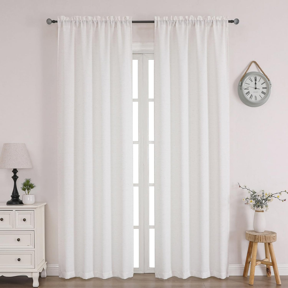 Chyhomenyc 2 Panels White Kitchen Curtains 36 Inch Length Tier Curtain