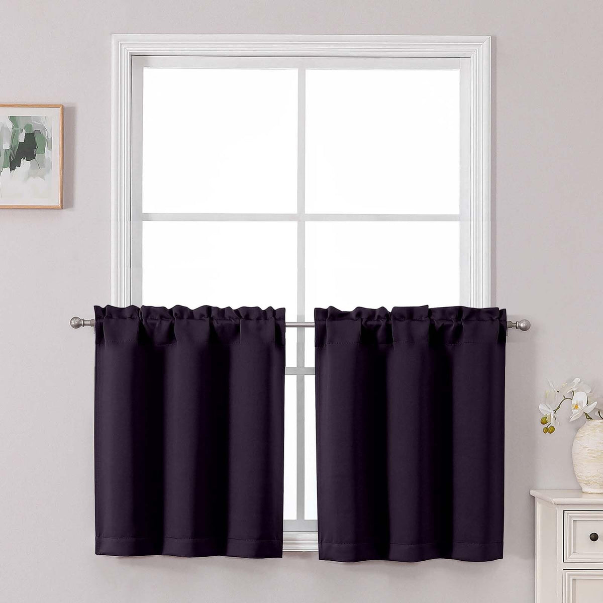 Chyhomenyc Short Black Out Curtains 36 Inch Length, 2 Panels, Black