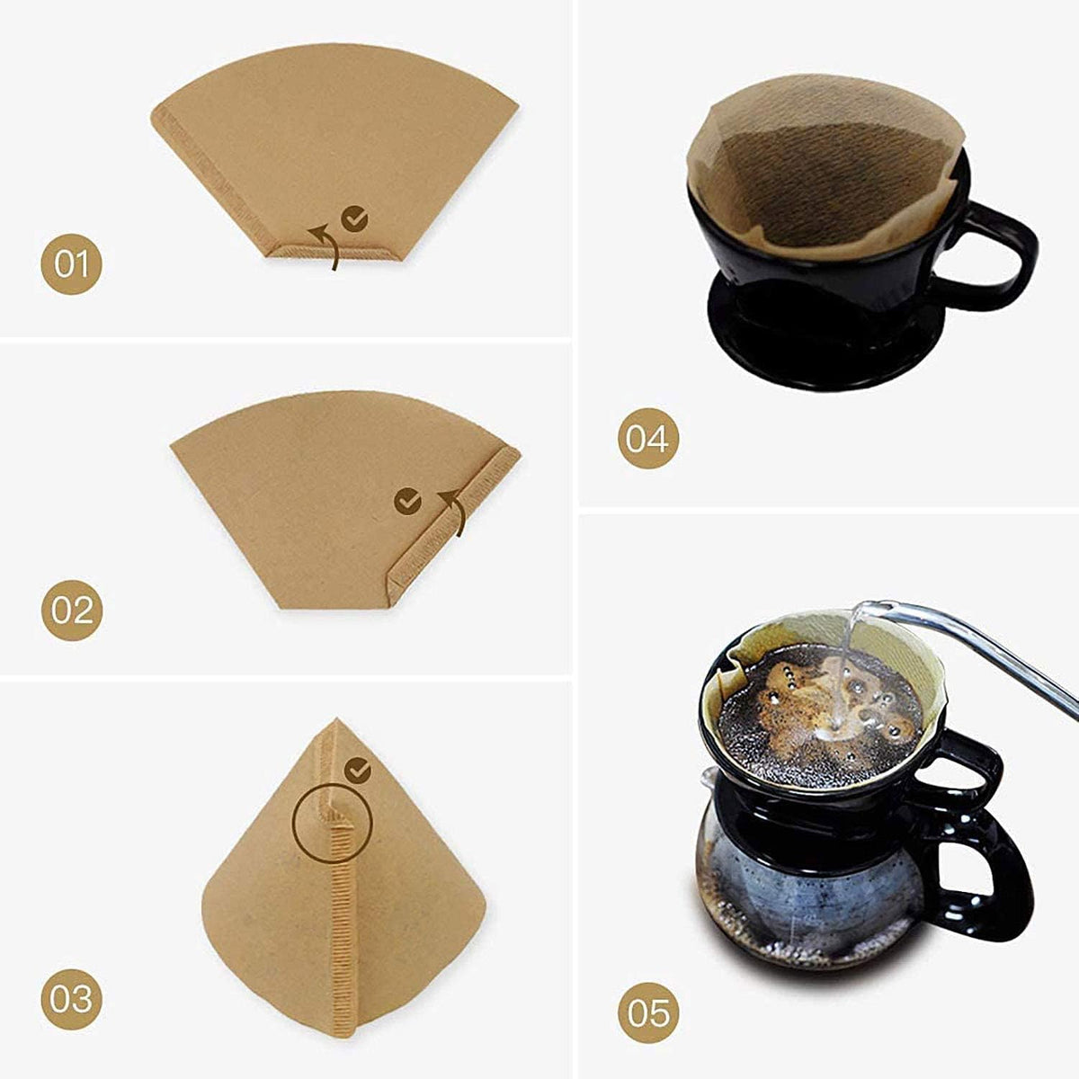 #4 Cone Coffee Filter 8-12 Cup, 200 Count Unbleached Natural Paper, No Blowout, Disposable for Pour Over and Drip Coffee Maker