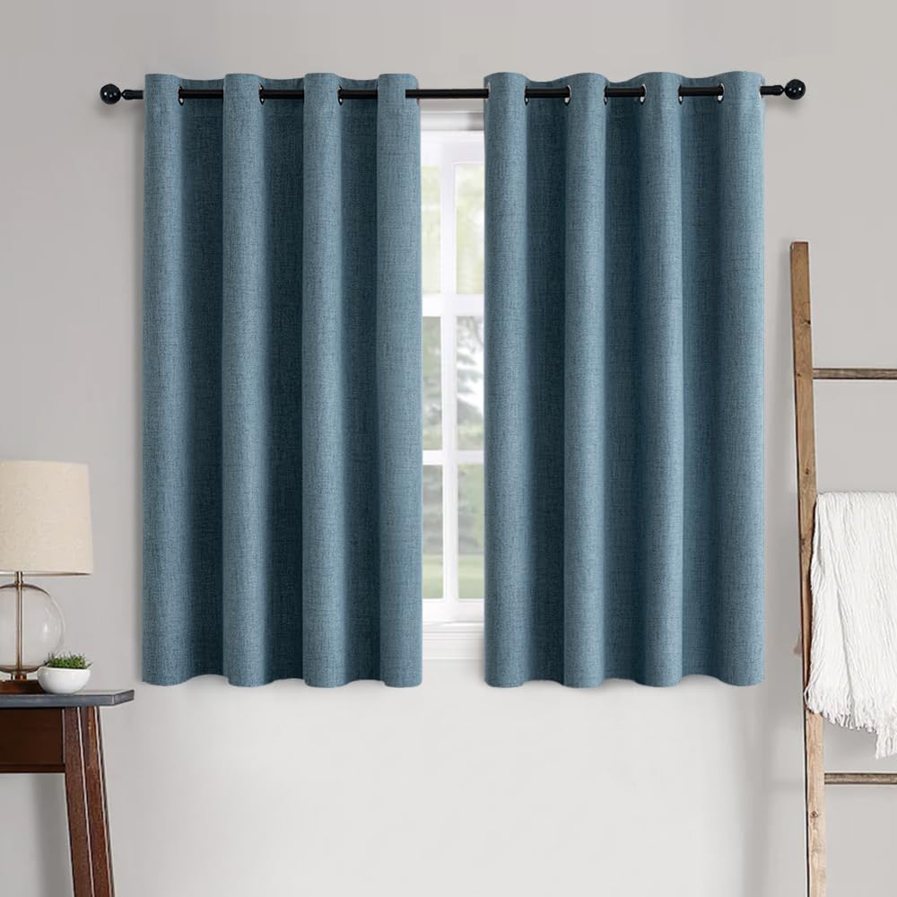 MIULEE 100% Blackout Linen Curtains for Bedroom 52x54 Inches Natural Beige