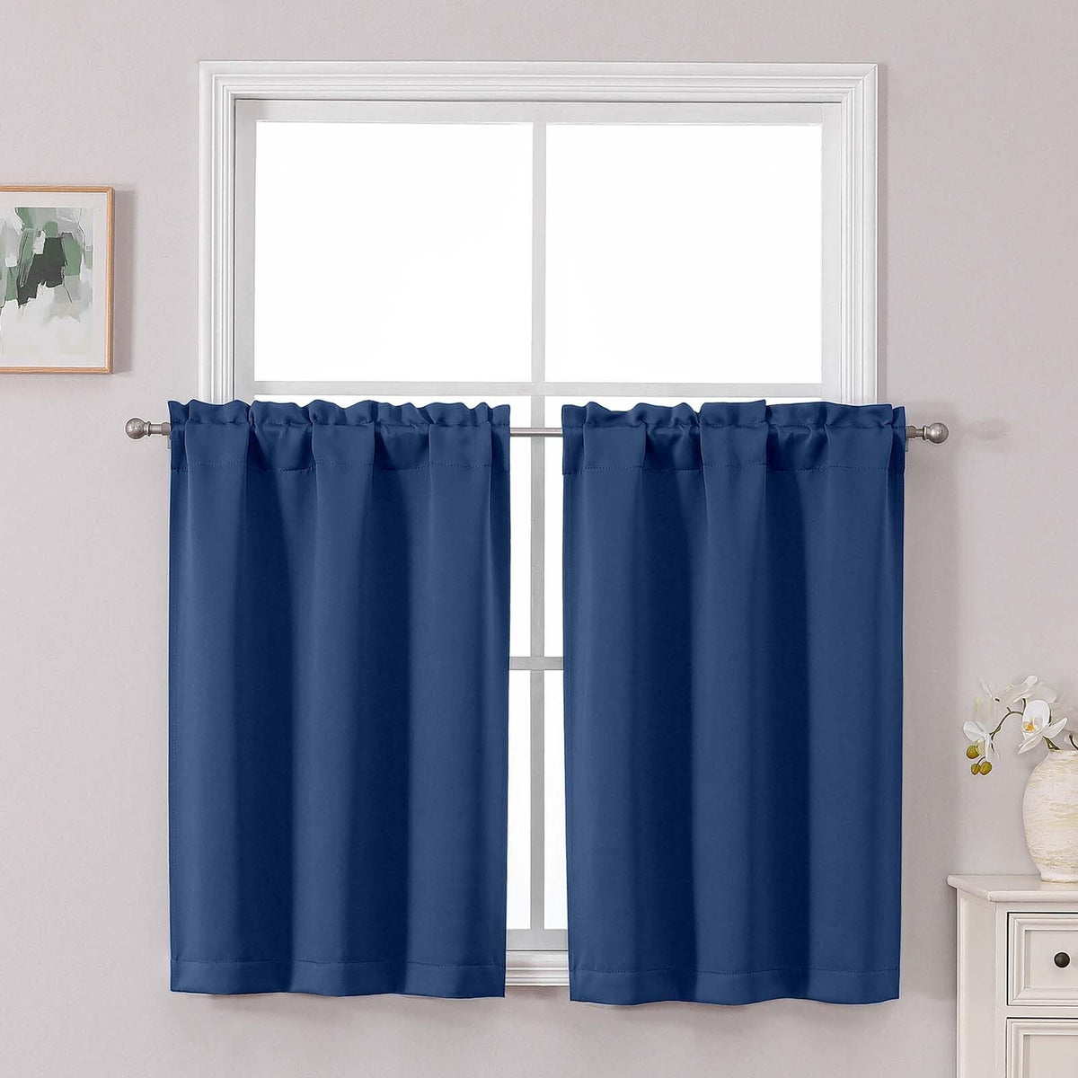 Chyhomenyc Short Black Out Curtains 36 Inch Length, 2 Panels, Black