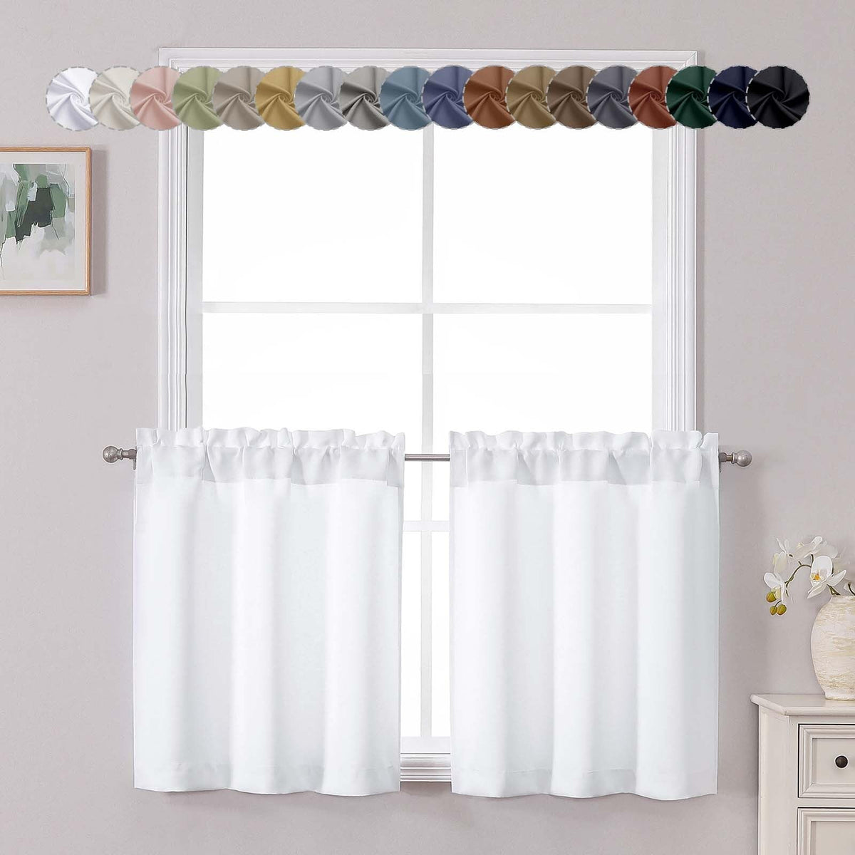 Chyhomenyc Short Black Out Curtains 36 Inch Length, 2 Panels, Black