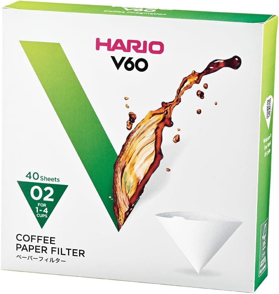 Hario V60 Paper Coffee Filter, Size 02, Natural, 200ct