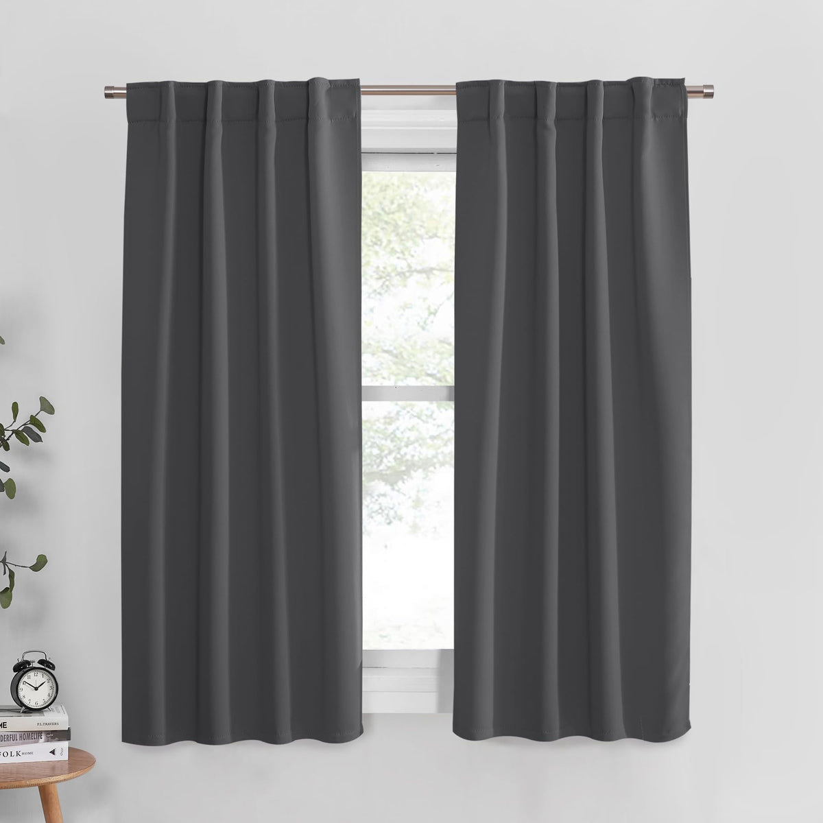 PONY DANCE Black Kitchen Blackout Curtains Over Sink, W 42 x L 45 inches