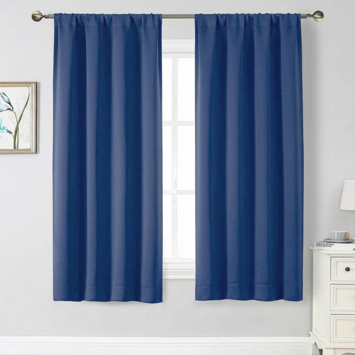 Black Cafe Blackout Curtains 36 Inch Length 2 Panels Set, Soft Solid Thermal Insulated Room Darkening Small Window Curtains for Kitchen Bathroom Basement, Black, Each, 40" Wx36 L