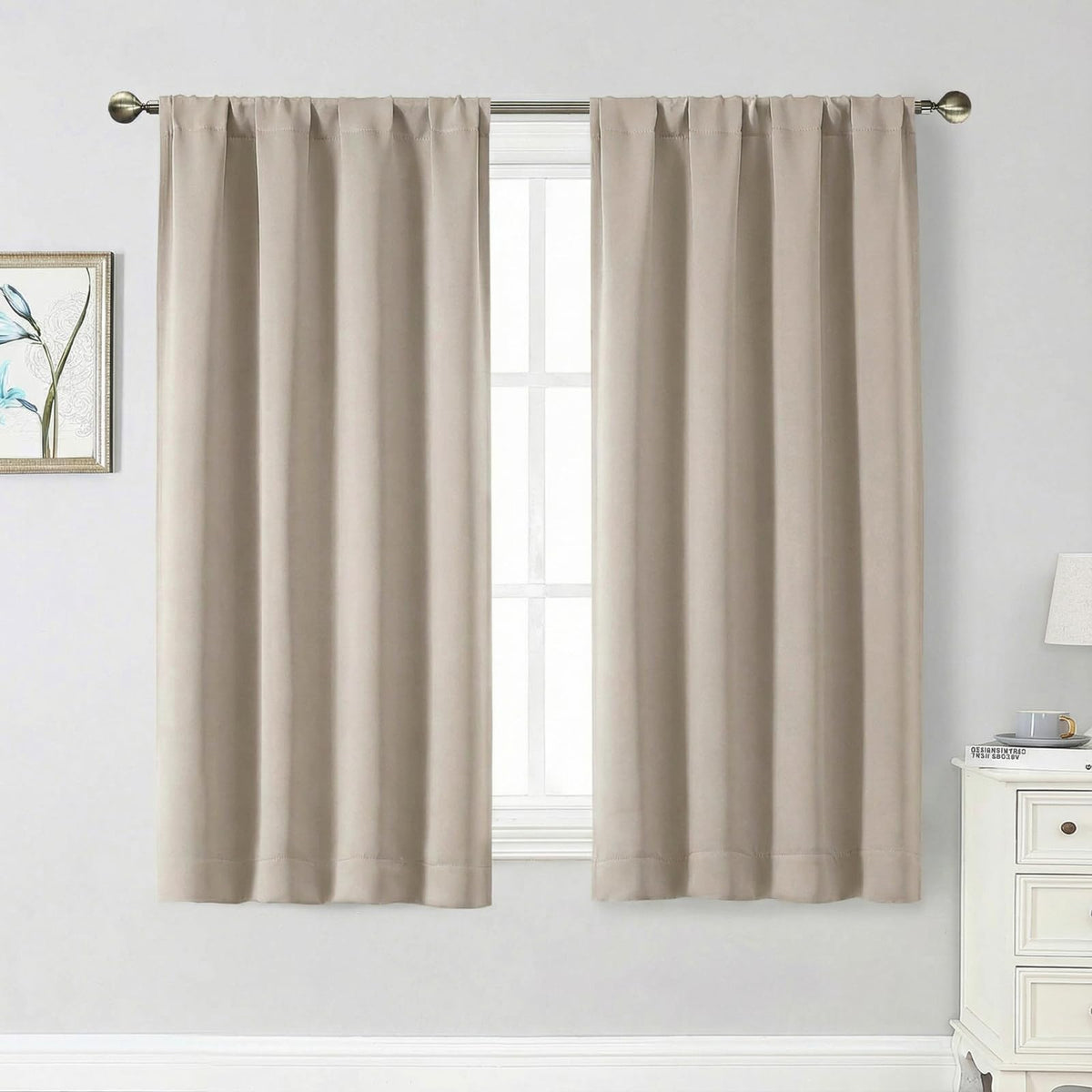 Black Cafe Blackout Curtains 36 Inch Length 2 Panels Set, Soft Solid Thermal Insulated Room Darkening Small Window Curtains for Kitchen Bathroom Basement, Black, Each, 40" Wx36 L