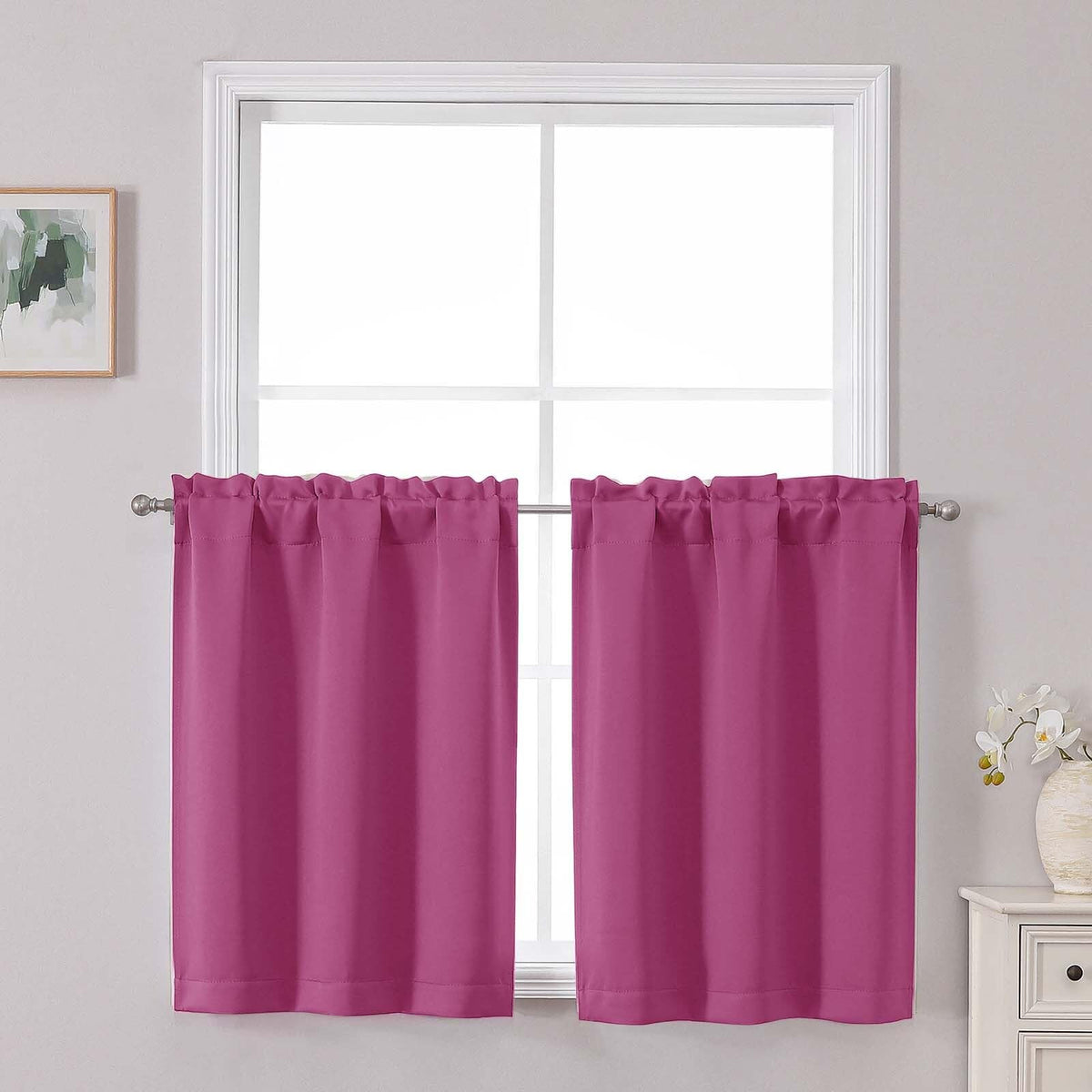 Chyhomenyc Short Black Out Curtains 36 Inch Length, 2 Panels, Black