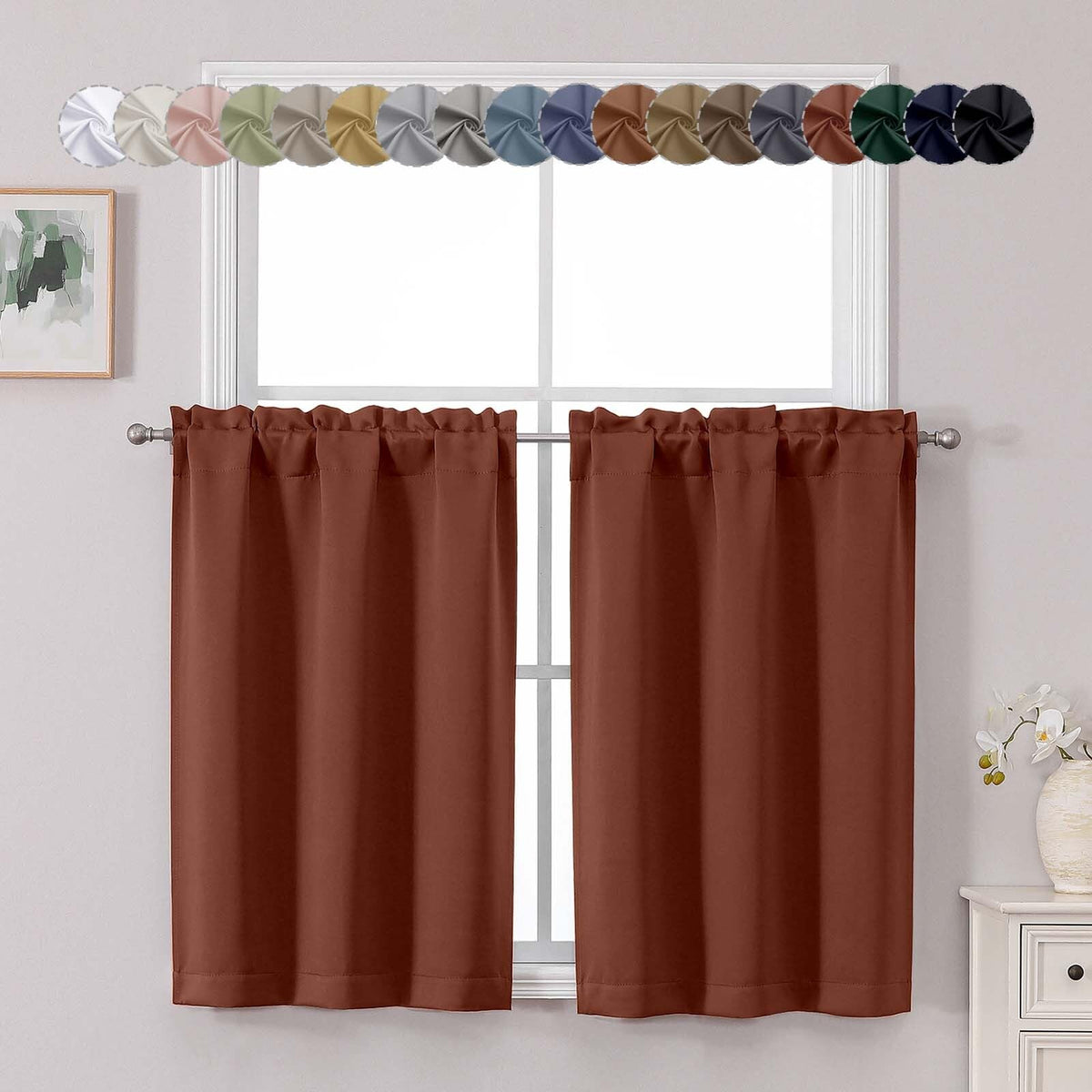 Chyhomenyc Short Black Out Curtains 36 Inch Length, 2 Panels, Black