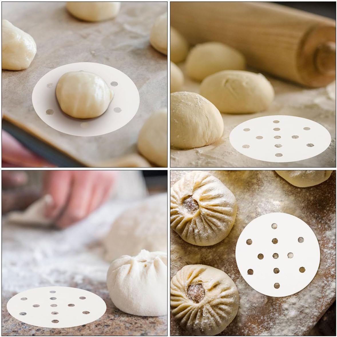 White Wood Pulp Steamer Paper Liner 500pcs Non Stick Bun Mat